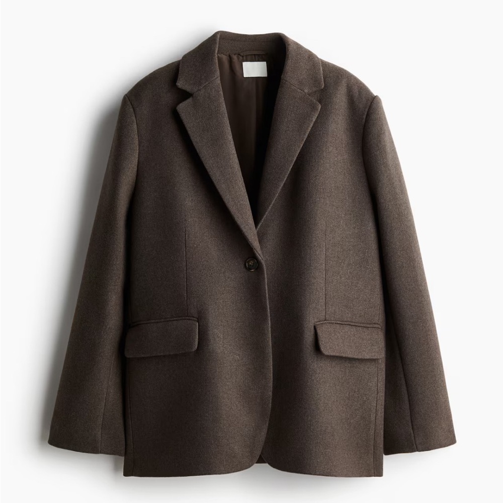 H&M Oversized Single-Breasted Brown Blazer, Size XS, NWT